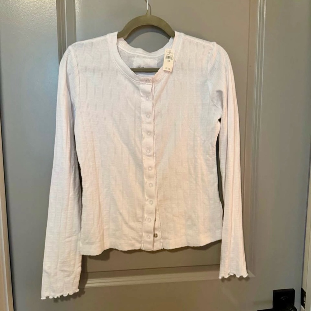Aerie Cream Button-Front Cardigan